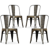 Buy X4 Bistrot Metalix Dining Chair Industrial Design in Shiny Steel square seat- New Edition Metallic bronze 60437 - in the EU