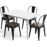 Buy Dining Table + X4 Dining Chairs Set Bistrot - Industrial design Metal and Dark Wood - New Edition Gold 60441 - in the EU