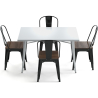 Buy Dining Table + X4 Dining Chairs Set Bistrot - Industrial design Metal and Dark Wood - New Edition Gold 60441 at MyFaktory