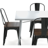 Buy Dining Table + X4 Dining Chairs Set Bistrot - Industrial design Metal and Dark Wood - New Edition Gold 60441 in the Europe