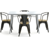 Buy Dining Table + X4 Dining Chairs with Armrest Set - Bistrot - Industrial Design Metal and Light Wood - New Edition Metallic bronze 60442 - prices