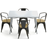 Buy Dining Table + X4 Dining Chairs with Armrest Set - Bistrot - Industrial Design Metal and Light Wood - New Edition Metallic bronze 60442 at MyFaktory