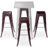 Buy Silver Bar Table + X4 Bar Stools Set Bistrot Metalix Industrial Design Metal - New Edition Bronze 60444 at MyFaktory