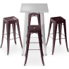 Buy Silver Bar Table + X4 Bar Stools Set Bistrot Metalix Industrial Design Metal - New Edition Bronze 60444 in the Europe