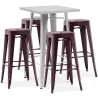 Buy Silver Bar Table + X4 Bar Stools Set Bistrot Metalix Industrial Design Metal - New Edition Bronze 60444 home delivery