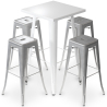 Buy White Bar Table + X4 Bar Stools Set Bistrot Metalix Industrial Design Metal Matt - New Edition Grey blue 60445 at MyFaktory