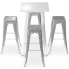 Buy White Bar Table + X4 Bar Stools Set Bistrot Metalix Industrial Design Metal Matt - New Edition Grey blue 60445 in the Europe