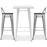 Buy White Bar Table + X2 Bar Stools Set Bistrot Metalix Industrial Design Metal and Dark Wood - New Edition Grey blue 60447 - in the EU