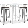 Buy White Bar Table + X2 Bar Stools Set Bistrot Metalix Industrial Design Metal and Dark Wood - New Edition Grey blue 60447 in the Europe