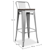 Buy Silver Bar Table + X2 Bar Stools Set Bistrot Metalix Industrial Design Metal and Dark Wood - New Edition Silver 60448 home delivery
