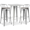 Buy Silver Bar Table + X2 Bar Stools Set Bistrot Metalix Industrial Design Metal and Dark Wood - New Edition Silver 60448 in the Europe