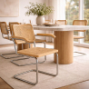 Buy Dining Chair with Armrests - Vintage Design - Wood and Rattan - Lia Natural 60452 in the Europe