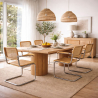 Buy Dining Chair with Armrests - Vintage Design - Wood and Rattan - Lia Natural 60452 with a guarantee