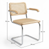 Buy Dining Chair with Armrests - Vintage Design - Wood and Rattan - Lia Natural 60452 in the Europe