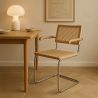 Buy Dining Chair with Armrests - Vintage Design - Wood and Rattan - Lia Natural 60452 in the Europe