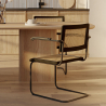 Buy Dining Chair with Armrest, Natural Rattan And Black Wood - Lona Black 60453 in the Europe