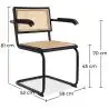 Buy Dining Chair with Armrest, Natural Rattan And Black Wood - Lona Black 60453 in the Europe