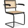 Buy Dining Chair with Armrest, Natural Rattan And Black Wood - Lona Black 60453 - in the EU