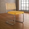 Buy Dining Chair - Upholstered in Velvet - Wood and Rattan - Wanda Dark blue 60454 - prices