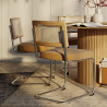 Buy Dining Chair - Upholstered in Velvet - Wood and Rattan - Wanda Dark green 60454 in the Europe