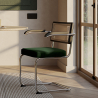 Buy Wooden Dining Chair with Armrests - Velvet Upholstery - Wood & Rattan - Jenka Dark grey 60458 in the Europe