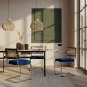 Buy Wooden Dining Chair with Armrests - Velvet Upholstery - Wood & Rattan - Jenka Dark grey 60458 - prices