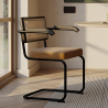 Buy Dining Chair, Natural Rattan And Velvet, Black Legs - Nema Mustard 60459 in the Europe
