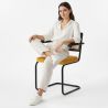 Buy Dining Chair, Natural Rattan And Velvet, Black Legs - Nema Mustard 60459 at MyFaktory