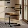 Buy Dining Chair, Natural Rattan And Velvet, Black Legs - Nema Mustard 60459 in the Europe