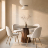 Buy Dining Chair - Upholstered in Bouclé Fabric - Scandinavian Design - Bennett White 60460 - prices