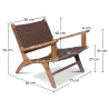 Buy Armchair, Bali Boho Style, Leather and teak wood - Grau Brown 60466 in the Europe