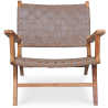 Buy Armchair, Bali Boho Style, Leather and teak wood - Grau Brown 60466 at MyFaktory