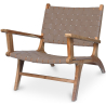 Buy Armchair, Bali Boho Style, Leather and teak wood - Grau Brown 60466 home delivery