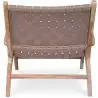 Buy Armchair with Armrests - Boho Bali Design Armchair - Wood and Leather - Grau Brown 60466 - in the EU