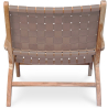 Buy Armchair, Bali Boho Style, Leather and teak wood - Grau Brown 60466 - in the EU