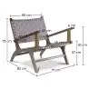 Buy Armchair with Armrests Boho Bali Design - Wood and Linen - Grau Beige 60467 - prices
