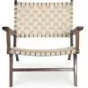 Buy Armchair with Armrests Boho Bali Design - Wood and Linen - Grau Beige 60467 at MyFaktory