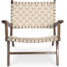 Buy Armchair, Bali Boho Style, Linen and teak wood - Grau Beige 60467 at MyFaktory