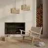 Buy Armchair with Armrests Boho Bali Design - Wood and Linen - Grau Beige 60467 - prices