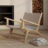 Buy Armchair, Bali Boho Style, Linen and teak wood - Grau Beige 60467 - in the EU