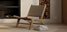 Buy Armchair - Boho Bali Design Armchair - Wood and Leather - Grau Brown 60469 - prices