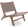 Buy Armchair, Bali Boho Style, Leather and Teak Wood  - Grau Brown 60469 - in the EU