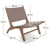 Buy Armchair, Bali Boho Style, Leather and Teak Wood  - Grau Brown 60469 in the Europe