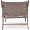 Buy Armchair - Boho Bali Design Armchair - Wood and Leather - Grau Brown 60469 - in the EU
