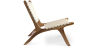 Buy Handcrafted Armchair with Boho Bali Design in Wood and Linen - Grau Taupe 60470 - prices