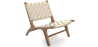 Buy Handcrafted Armchair with Boho Bali Design in Wood and Linen - Grau Taupe 60470 - in the EU