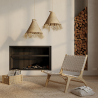 Buy Armchair, Bali Boho Style, Linen and Teak Wood  - Grau Beige 60470 in the Europe