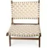 Buy Handcrafted Armchair with Boho Bali Design in Wood and Linen - Grau Beige 60470 with a guarantee