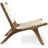 Buy Handcrafted Armchair with Boho Bali Design in Wood and Linen - Grau Beige 60470 - in the EU