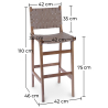 Buy Bar stool with backrest, Bali Boho Style, Leather and Teak Wood - Grau Brown 60471 at MyFaktory